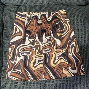 SHEIN Brown Cream Mini Pencil Skirt